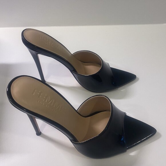 Black Gianni Patent Vegan High Heel Mules - Picture 6 of 9